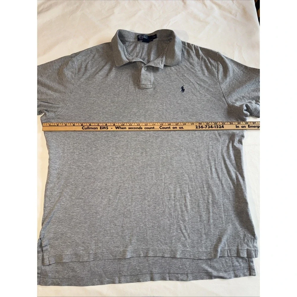 Polo Ralph Lauren Mens XL Classic Fit‎ Gray Polo Shirt Navy Pony Logo
